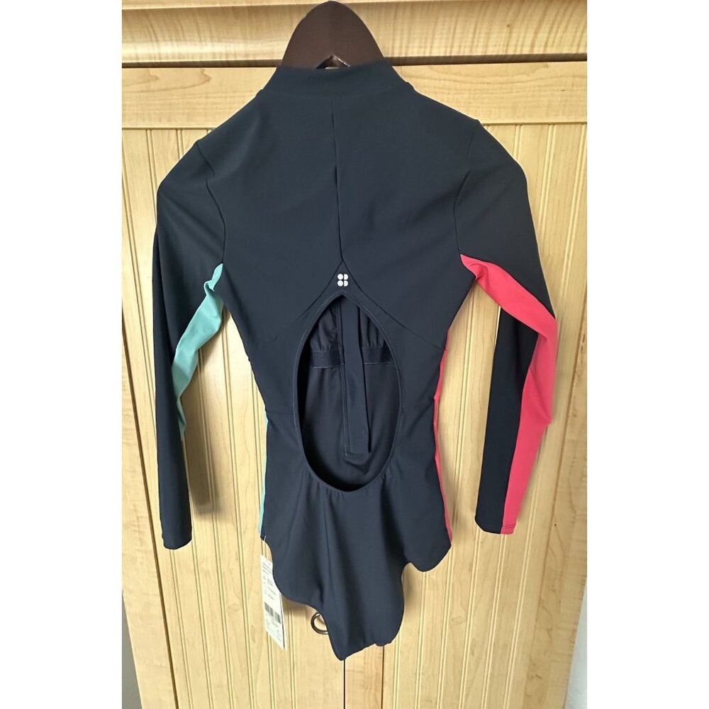 Sweaty Betty tidal xtra life long sleeve high neck swimsuit French Navy Size XS - Picture 5 of 6
